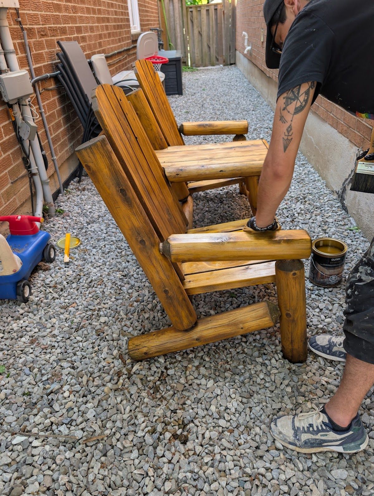 Deck furniture refinished and stained